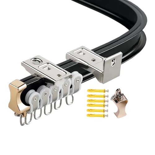 whalebee Biegbare Vorhangstange Flexibel Vorhangschiene Mit Leisen Rollen Vorhangschiene 1 Läufig, Gute Zähigkeit Aluminiumlegierung Wand-/Deckenmontage Abriebfest Mit Zubehör Schienensystem von whalebee