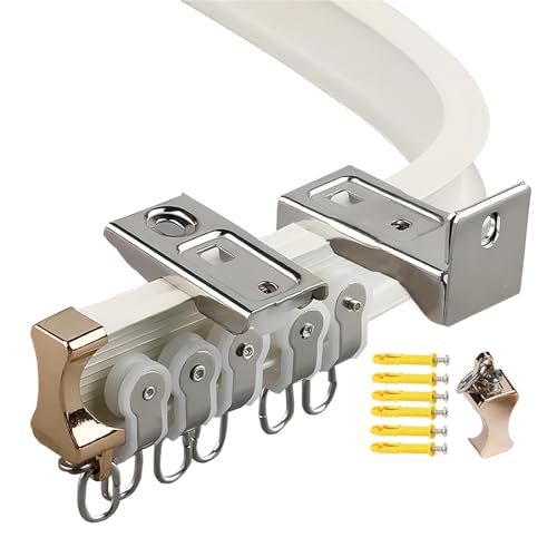 whalebee Biegbare Vorhangstange Flexibel Vorhangschiene Mit Leisen Rollen Vorhangschiene 1 Läufig, Gute Zähigkeit Aluminiumlegierung Wand-/Deckenmontage Abriebfest Mit Zubehör Schienensystem von whalebee