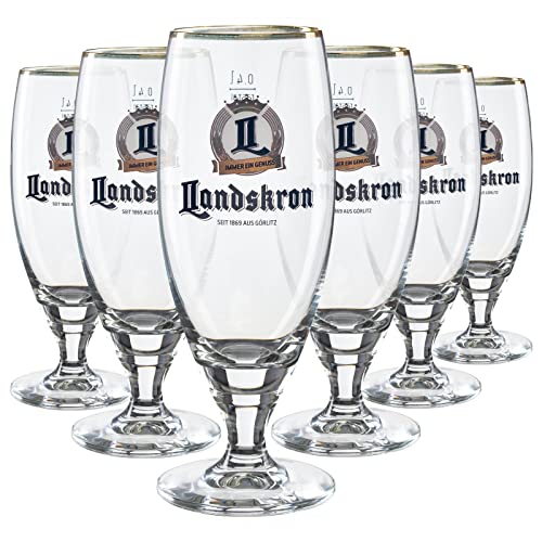 what the shop 6er Landskron Pokal ELITE 0,3l mit Kupferrand | Original Landskron | Klassisches Logo mit Schriftzug | Biergläser Set | Bierbecher | Bier Gläser | Gastro Edition von what the shop