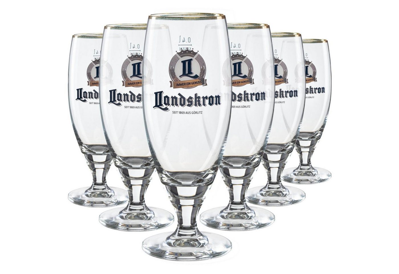 what the shop Bierglas 6x Landskron Pokal Goldrand ELITE 0,3l von what the shop