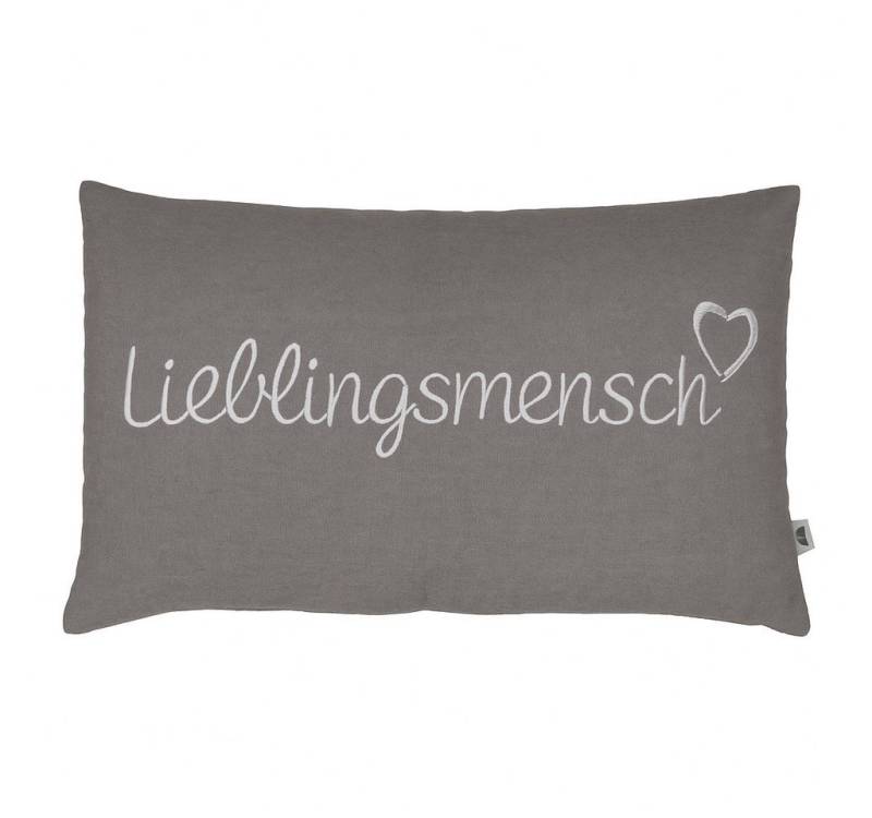 what the shop Dekokissen Lieblingsmensch 30x50 cm Baumwolle Grau oder Weiß mit Reißverschluss, Liebevolles Kissen für Lieblingsmenschen von what the shop