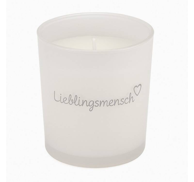 what the shop Teelicht Kerze im Glas „Lieblingsmensch“ – rund, matt & bedruckt, ca. 7x7,5 cm, Kleine Kerze, große Botschaft der Liebe von what the shop