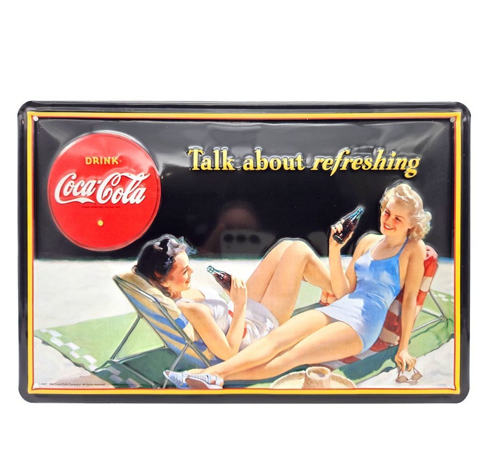 what the shop Wanddekoobjekt Coca Cola Blechschild Werbeschild 30cm x 20cm Refreshing (1 St) von what the shop