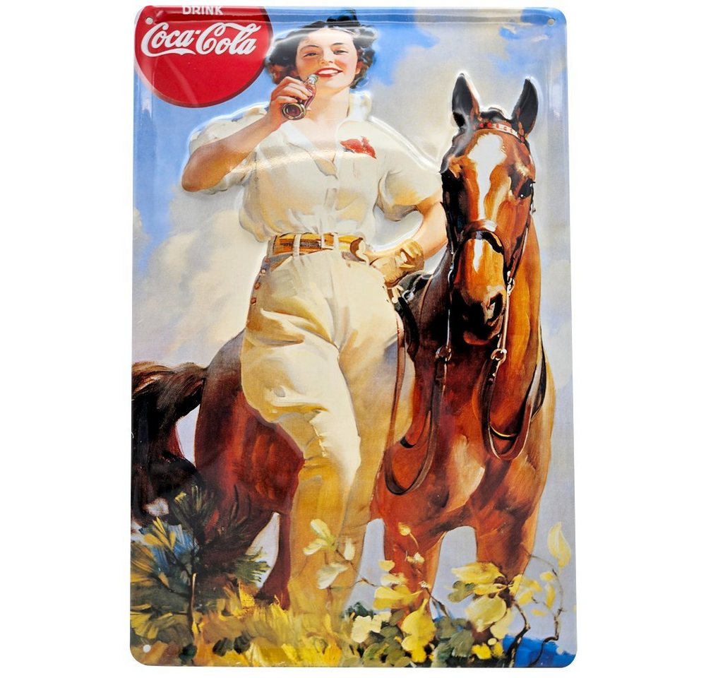 what the shop Wanddekoobjekt Coca Cola Blechschild Werbeschild Pferde 30x20cm (1 St) von what the shop