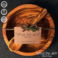 What The Art® Olive Wood «Buddha Bowl» | Set Olivenholz Schale + Löffel Handarbeit Müslischale - Suppenschale Dessertschale von whattheartolivewood