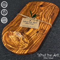 What The Art® Olive Wood «Little Rustic» | Olivenholz Schneide - & Servierbrett + Dip-Schälchen Handarbeit Ca. 32-35 X 16-20 cm von whattheartolivewood