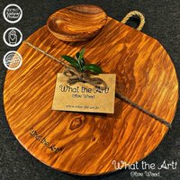 What The Art® Olive Wood «Soleil» | Olivenholz Schneidebrett + Dip-Schälchen Handarbeit 25 X cm Käsebrett - Servierbrett von whattheartolivewood