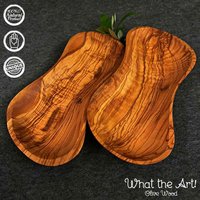 What The Art® Olive Wood «Tapas Duo» | Set Olivenholz Servierschalen Handarbeit 22 X 8-10 cm Snackschalen - Dipschalen von whattheartolivewood