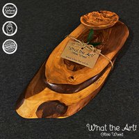 What The Art® Olive Wood «Vesper Set» | 2 Olivenholz Servierbretter + Dip-Schälchen Handarbeit Käsebrett - Sushi Brett Vesperbrett von whattheartolivewood