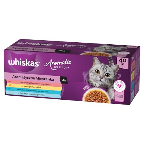 WHISKAS Aromatic Selection Multipack Katzennassfutter 1+, 40x85g - 4 Geschmacksrichtungen: Schwein, Huhn, Lachs, Meeresfisch in Sauce WHISKAS Aromatic Selection Multipack Katzennassfutter 1+, 40x85g - 4 Geschmacksrichtungen: Schwein, Huhn, Lachs, Meeresfisch in Sauce von whiskas