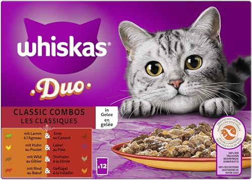 WHISKAS Duo Nassfutter Portionsbeutel Multipack, Classic Combo in Gelee, 12 x 85g WHISKAS Duo Nassfutter Portionsbeutel Multipack, Classic Combo in Gelee, 12 x 85g von whiskas