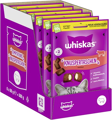WHISKAS Knuspertaschen Katzensnacks mit Rind 6 x 60g – Leckere Rind-Snacks für Katzen WHISKAS Knuspertaschen Katzensnacks mit Rind 6 x 60g – Leckere Rind-Snacks für Katzen von whiskas