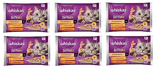 WHISKAS Tasty Mix Cremige Variationen Katzennassfutter im Beutel mit Huhn, Lamm und Pute in Sauce 24 Beutel (6 x 4 x 85g) von whiskas