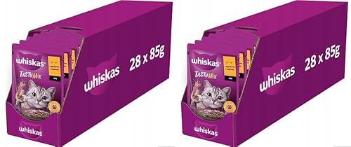 Whiskas Adult 1+ Tasty Mix Cremige Variationen Katzenfutter mit Lamm und Pute in Soße – Hochwertiges Nassfutter für ausgewachsene Katzen – 2 x 28 x 85g (56 Beutel) von whiskas