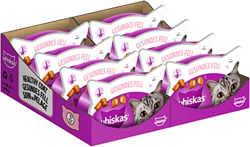 Whiskas Gesundes Fell Katzensnack für Haut- und Fellgesundheit, 8x50g (8 Packungen) - unterschiedliche Produktverpackungen erhältlich von whiskas