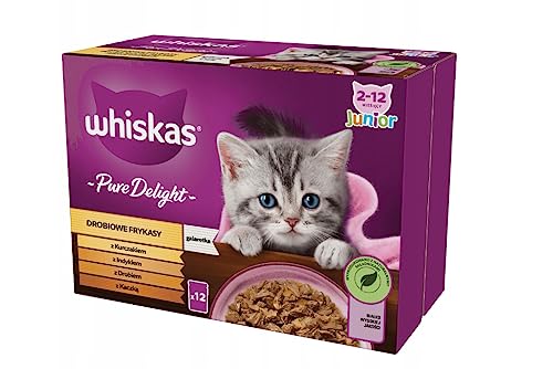 Whiskas Junior Pure Delight Geflügel Ragout in Gelee Katzennassfutter 12 x 85 g für heranwachsende Katzen von 2 bis 12 Monaten Multipack von whiskas