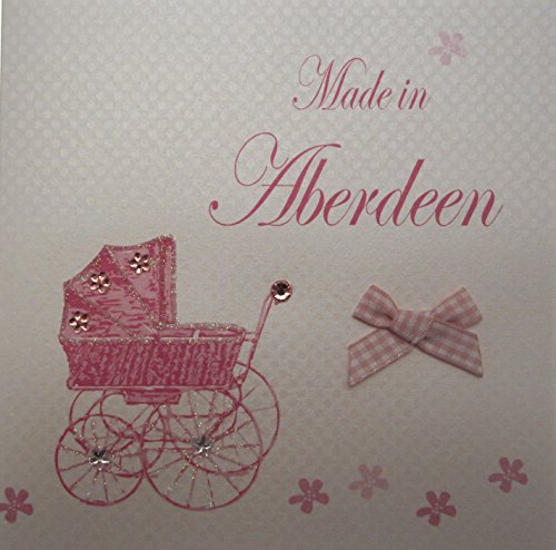 white cotton cards Made in Aberdeen Karte, Babykarte, für Kinderwagen, Pink von WHITE COTTON CARDS