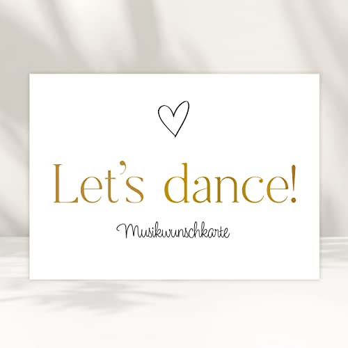 white & ivory 25 Musikwunschkarten Hochzeit | DIN A6 | Herz gold - Premium Musikwunsch Karten für DJ + Gäste-Wünsche, Hochzeitsspiel, Hochzeitsfeier von white & ivory