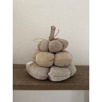 Antikes Kürbis Set Primitiv Mehlsack Getreidesack Vintage Herbstdeko Stapelbar Deko Halloween von whitesuite