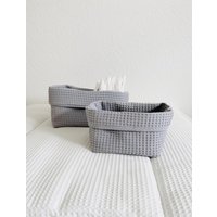 Utensilo Hellgrau Waffelpique Körbchen Organizer Stoffkörbchen Wickeltisch Farbwahl von whitesuite
