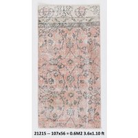 2x3 Faded Türmatte Teppich, Türmatte Vintage Handgemachter Wollteppich, Türkei Kleiner Beige Teppich von wholesalerrug