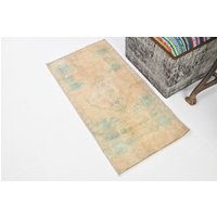 2x3 Türmatte Teppich, Vintage Bereich Beige/Grün /, Türmatte, Badematte Türkei Teppiche von wholesalerrug