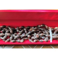 Natur Lotus Samen Mala 109 Perlen, Reinsilber Kappen von wholesalerudraksha