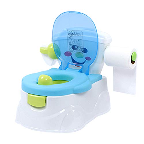 Babytöpfchen mit Smiley Gesicht PP Material Abnehmbarer Trainiertopf für Kinder 1-5 Jahre Rutschfester Stand Anti-Überschwall Höhenverstellbarer WC-Sitz Multifunktion Kinderhocker (Blau) von whsiodj