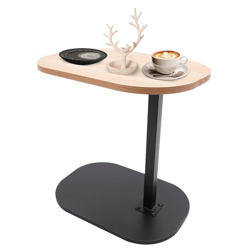 whsiodj C Form Beistelltisch Höhenverstellbar 45-80cm Sofa Tisch mit Rollen 360 Grad Drehbar für Wohnzimmer Schlafzimmer Balkon Nussbaum Schwarz (Holz) von whsiodj