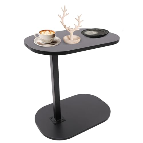 whsiodj C Form Beistelltisch Höhenverstellbar 45-80cm Sofa Tisch mit Rollen 360 Grad Drehbar für Wohnzimmer Schlafzimmer Balkon Nussbaum Schwarz (Schwarz) von whsiodj