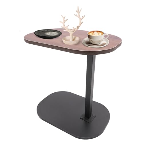 whsiodj C Form Beistelltisch Höhenverstellbar 45-80cm Sofa Tisch mit Rollen 360 Grad Drehbar für Wohnzimmer Schlafzimmer Balkon Nussbaum Schwarz (Walnussbraun) von whsiodj