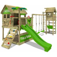 Fatmoose Spielturm Klettergerüst TikaTaka mit Rutsche, Kletterturm mit Sandkasten, Leiter & Spiel-Zubehör - TowerSwing von wickey