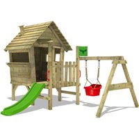 Fatmoose Spielturm Spielhaus VanillaVilla mit Rutsche, Leiter & Spiel-Zubehör - mit Schaukelanbau von wickey