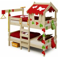 Kinderbett Etagenbett CrAzY Ivy mit Rutsche Hochbett, 90 x 200 cm Hausbett - rot/apfelgrün - Wickey von wickey