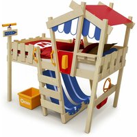 Kinderbett Hochbett CrAzY Hutty - Plane Hausbett 90 x 200 cm, Etagenbett - blau/rot - Wickey von wickey