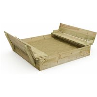 Sandkasten Flippey mit Klappdeckel - Sandkasten mit Sitzbank und integriertem Deckel - 150 x 165 cm - Wickey von wickey