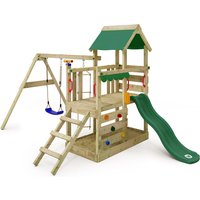Wickey Spielhaus Spielturm TurboFlyer mit Schaukel & Rutsche, Kletterturm mit Sandkasten, Leiter & Spiel-Zubehör - grün von wickey