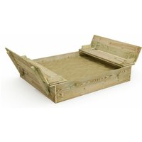 Sandkasten Flippey mit Klappdeckel - Sandkasten mit Sitzbank und integriertem Deckel - 130 x 165 cm - Wickey von wickey