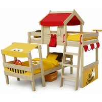 Kinderbett Etagenbett CrAzY Trunky mit Rutsche Hochbett, 90 x 200 cm Hausbett - rot/gelb - Wickey von wickey