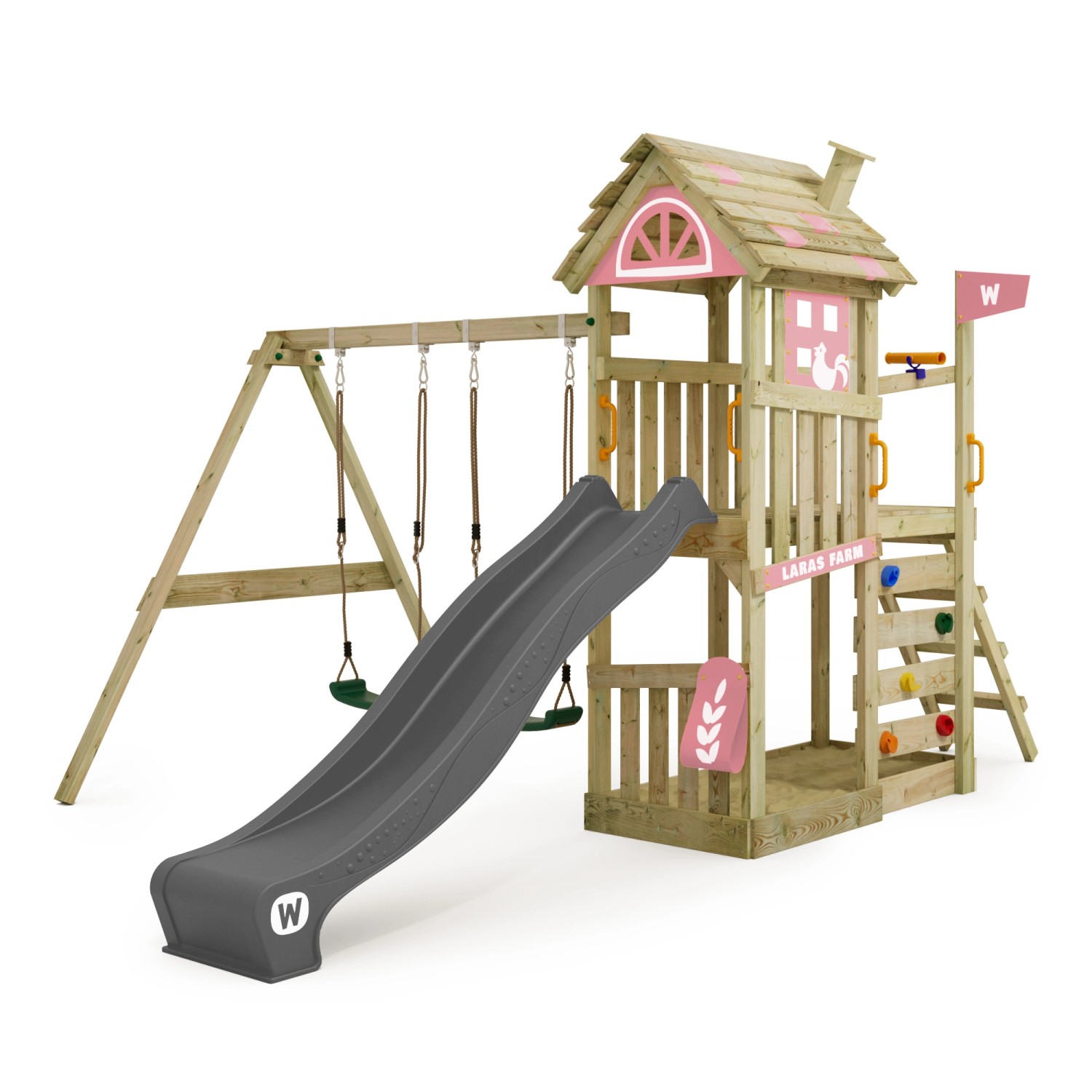 Wickey Spielturm FarmFlyer Klettergerüst mit Rutsche Pastellpink Wickey Spielturm FarmFlyer Klettergerüst mit Rutsche Pastellpink von wickey