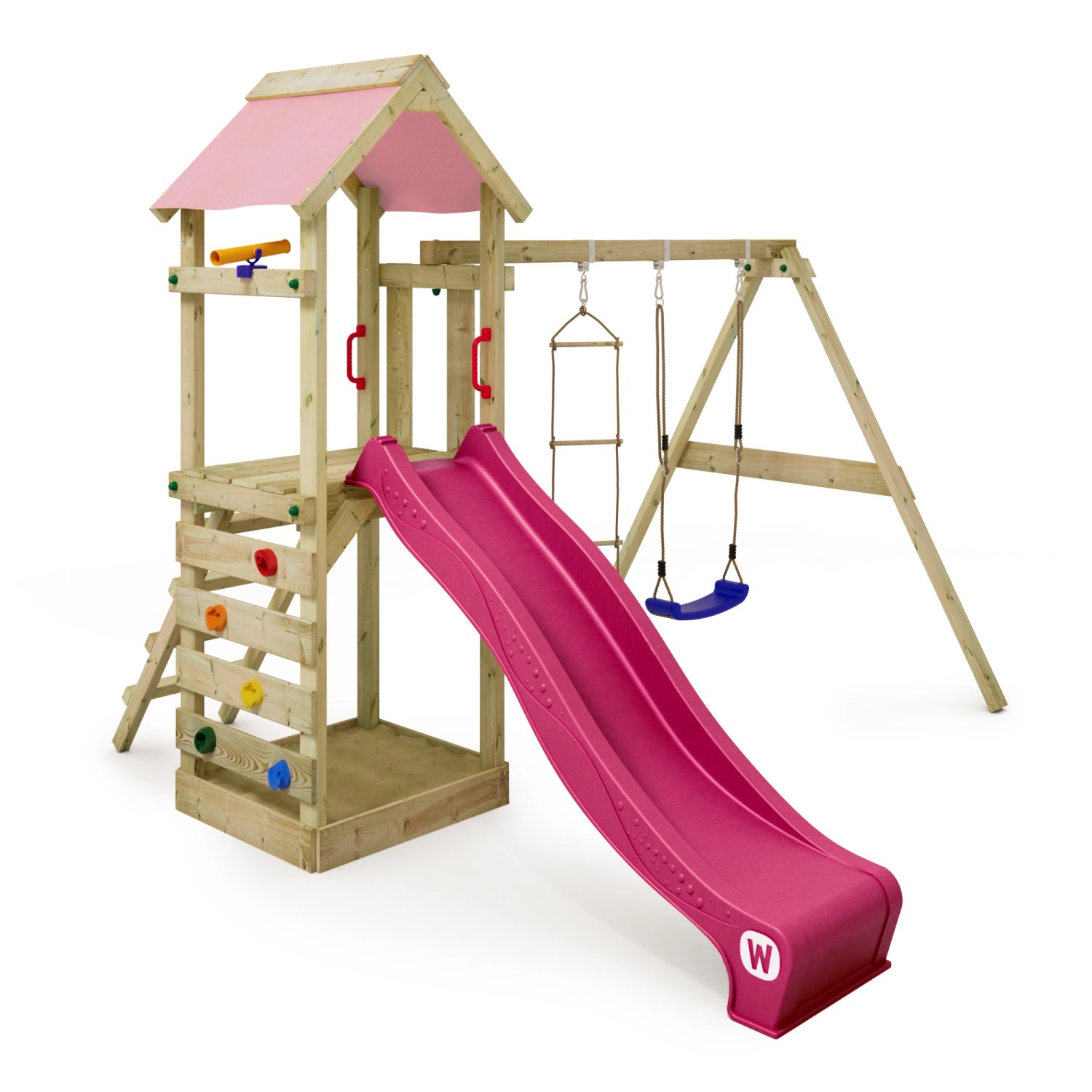 Wickey Spielturm FreeFlyer Klettergerüst mit Rutsche Pastellpink Wickey Spielturm FreeFlyer Klettergerüst mit Rutsche Pastellpink von wickey
