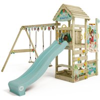 Spielturm Klettergerüst Disney Adventure mit Schaukel & Rutsche, Kletterturm mit Holzdach, Sandkasten, Leiter & Spiel-Zubehör – Vaiana - Wickey von wickey