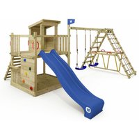 Spielturm Klettergerüst Smart Nest mit Schaukel & Rutsche, Stelzenhaus mit Sandkasten, Kletterleiter & Spiel-Zubehör - blau - Wickey von wickey