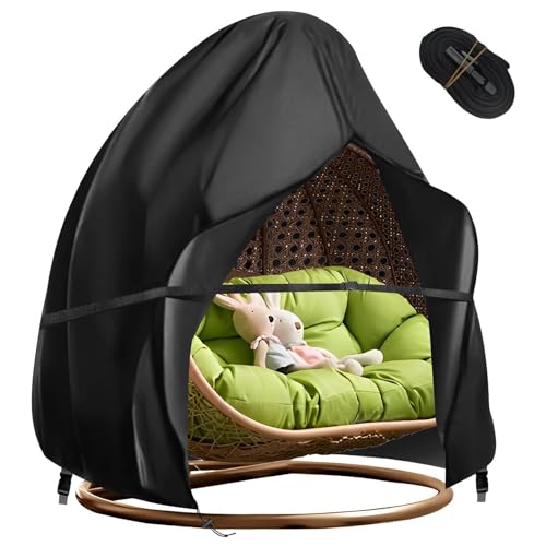 Double Egg Chair Cover Waterproof Hanging Egg Chair Covers Patio 420D Heavy Duty Egg Chair Cover Oxford Fabric Winddicht Anti-UV Rattan Swing Chair Cover 230 x 200cm von widesmile