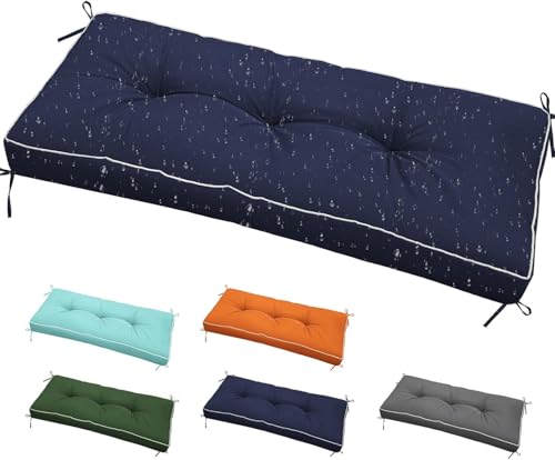 Verdicktes, wasserdichtes Outdoor-Bankkissen für Terrassenmöbel, lange Farbechtheit, Terrasse, Veranda, Schaukel, Ersatz-Sitzpolster mit Bändern für Terrasse, Veranda, Stuhl, 105 x 50 cm, Blau von widesmile