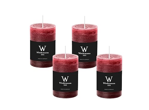 4er Set Adventskranzkerzen Rustik Marble Kerzen durchgefärbt mit Abbrandschutz Bordeaux 100 x 68 mm von Wiedemann Kerzen