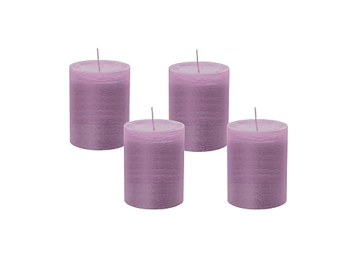 4er Set Adventskranzkerzen Rustik Marble Kerzen durchgefärbt mit Abbrandschutz Mauve Lila 120 x 58 mm von wiedemann kerzen