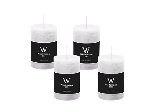 4er Set Adventskranzkerzen Rustik Marble Kerzen durchgefärbt mit Abbrandschutz Weiß 120 x 58 mm von wiedemann kerzen