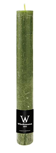 wiedemann kerzen Stabkerze durchgefärbt Marble Rustic Olive 200 x Ø 35 mm, 1 Stück von wiedemann kerzen