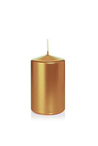 Wiedemann Kerzen Stumpenkerzen Gold 100 x Ø 60 mm, 16 Stück, rußarm, tropffrei, hochwertiger Docht von Wiedemann Kerzen
